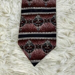 Surrey Art Deco 100% Silk Men's Tie Burgundy Black Made in USA Preppy Workwear